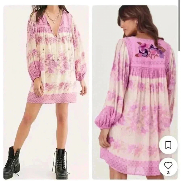 Free people & Spell & The Gypsy Coco Lei Flutter Sleeve Tunic Lilac - Picture 1 of 8